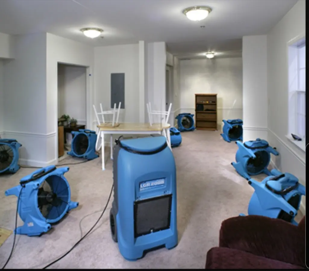 Air movers and dehumidifier setup for Water Damage Restoration in Cypress Lake